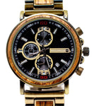 Zebra Wood & Brass Stainless Steel Watch by Switchwood