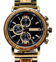 Zebra Wood & Brass Stainless Steel Watch by Switchwood