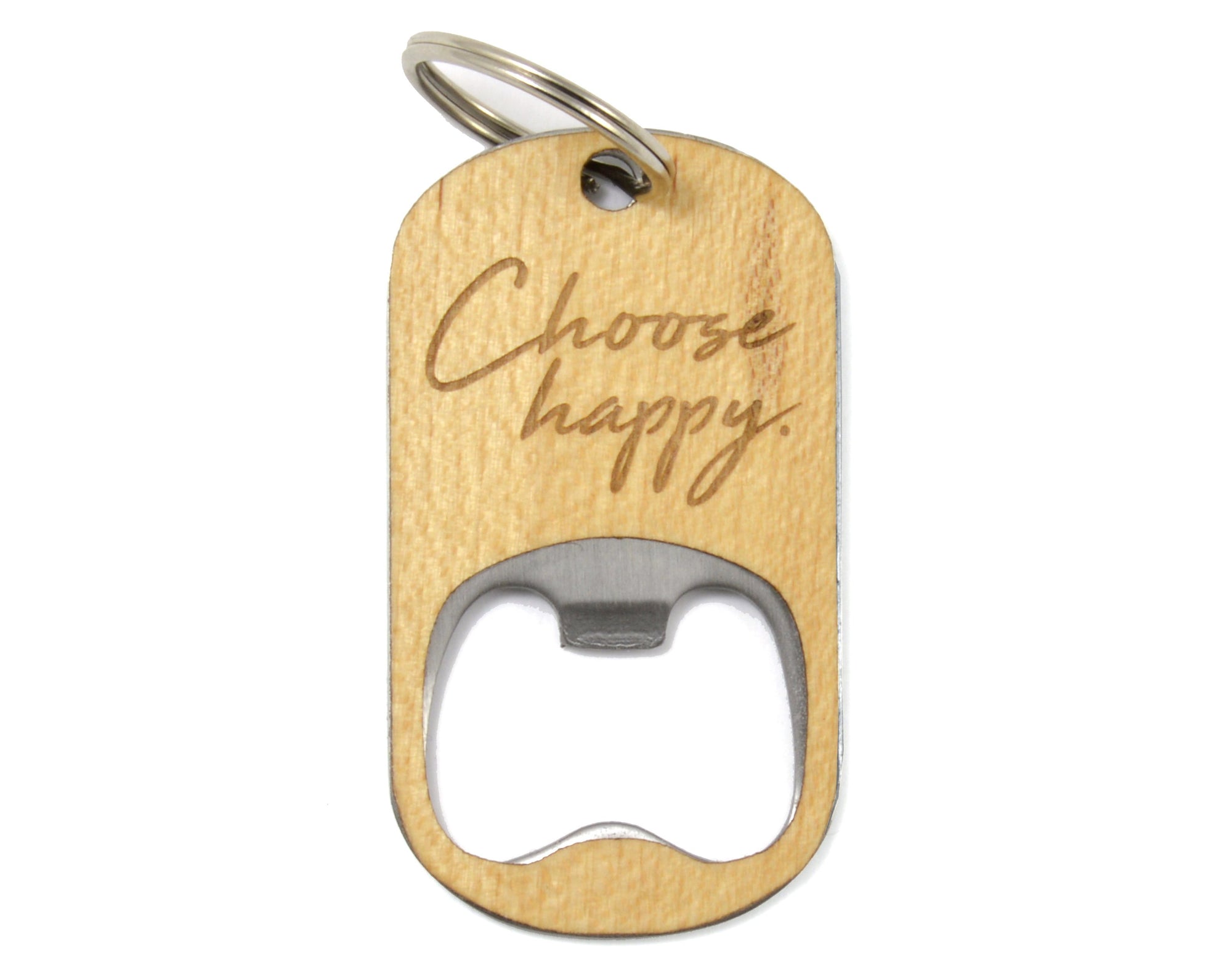 Choose Happy - Wood Keychain Bottle Opener