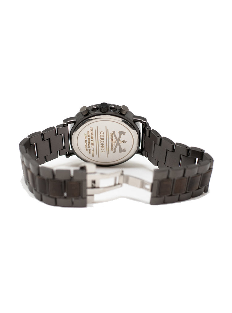 Gunmetal & Ebony Wood Chronograph Watch