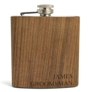 Walnut Wood Flask with Groomsman Gift Engraving
