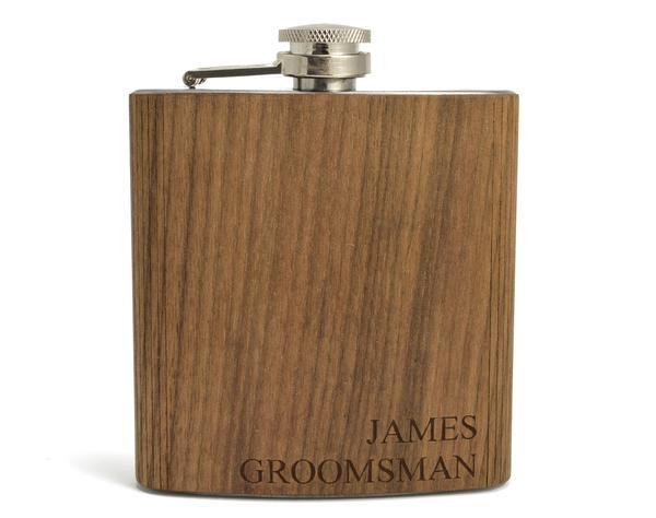 Walnut Wood Flask with Groomsman Gift Engraving