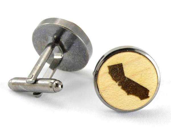 wooden cufflinks and tie clip