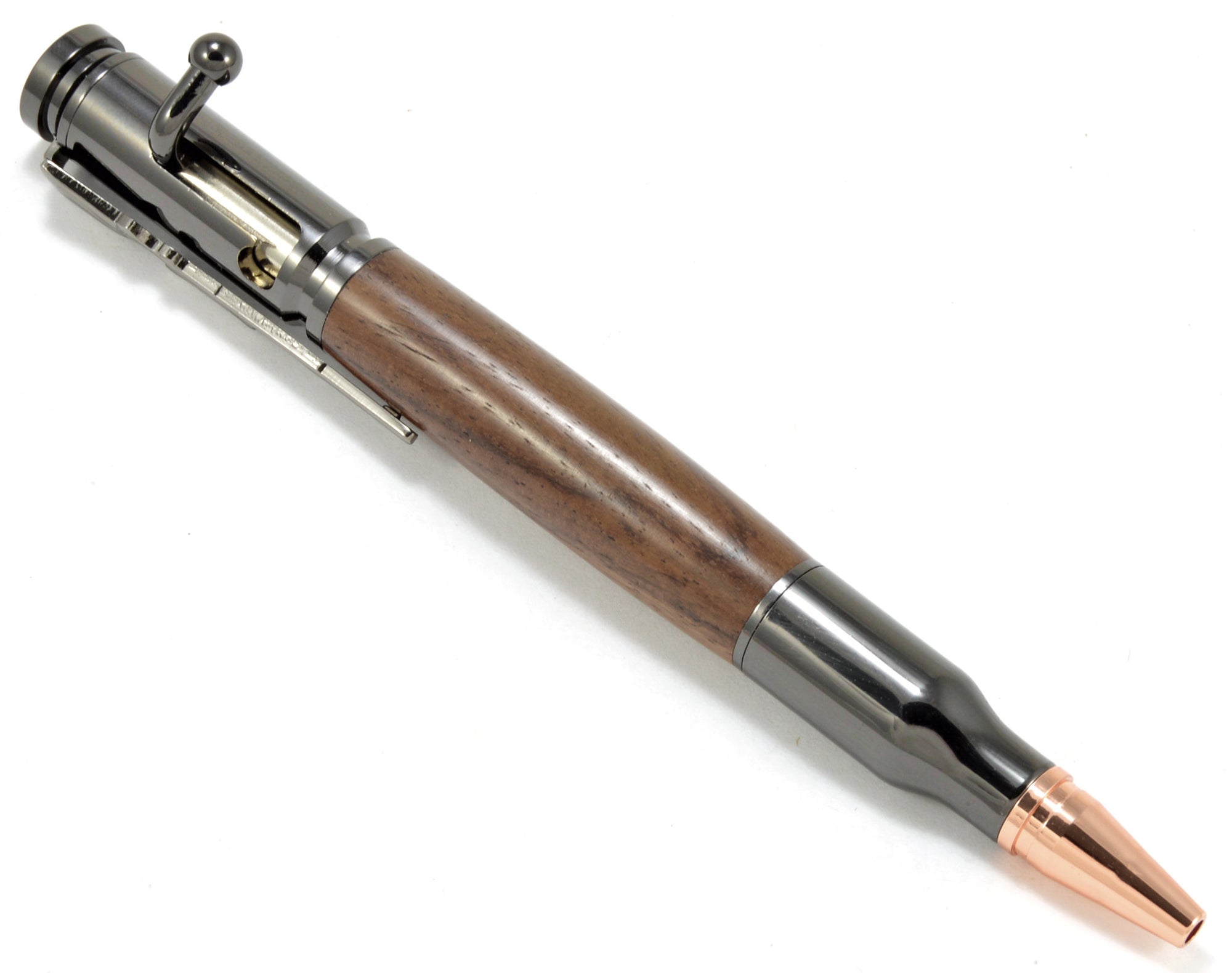 Bolt Action - Solid Black Walnut Wood Ballpoint Pen