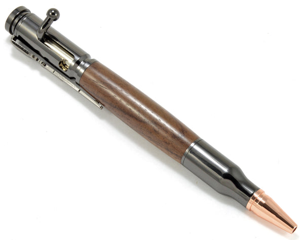 Bolt Action - Solid Black Walnut Wood Ballpoint Pen