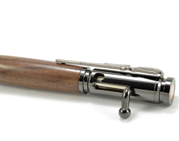 Bolt Action - Solid Black Walnut Wood Ballpoint Pen