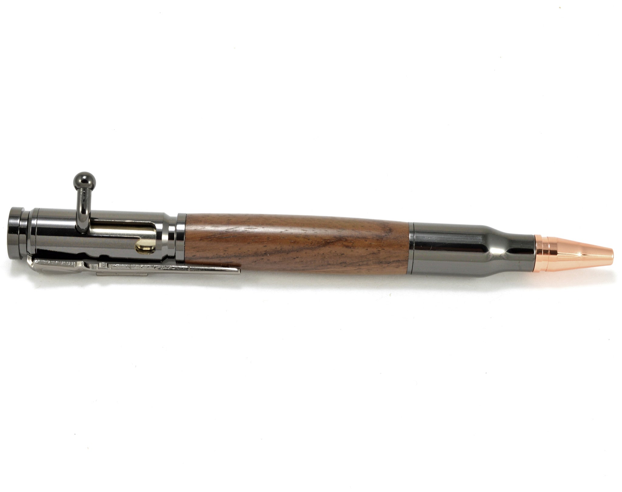 Bolt Action - Solid Black Walnut Wood Ballpoint Pen