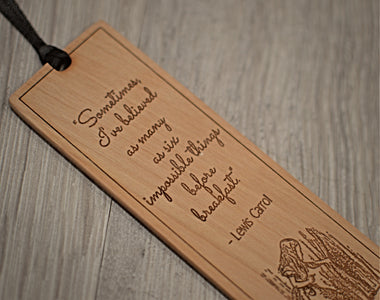 Alice in Wonderland Quote Wood Bookmark