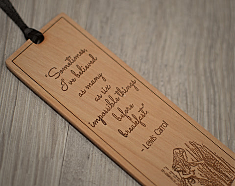 Alice in Wonderland Quote Wood Bookmark
