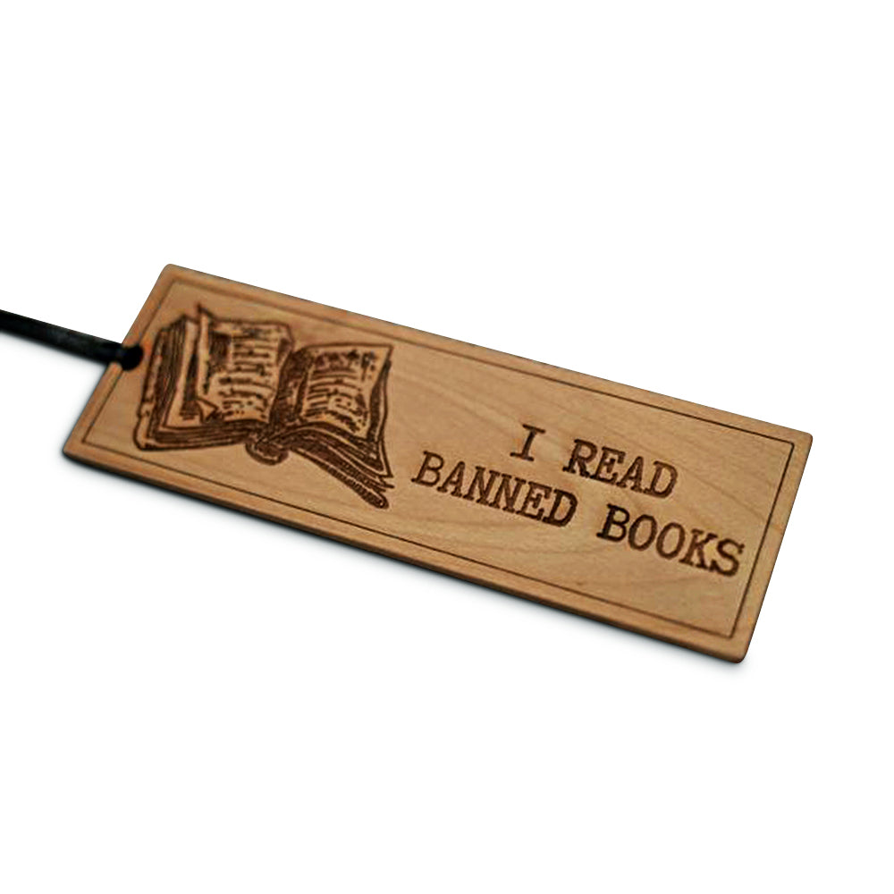I Read Banned Books Wood Bookmark 