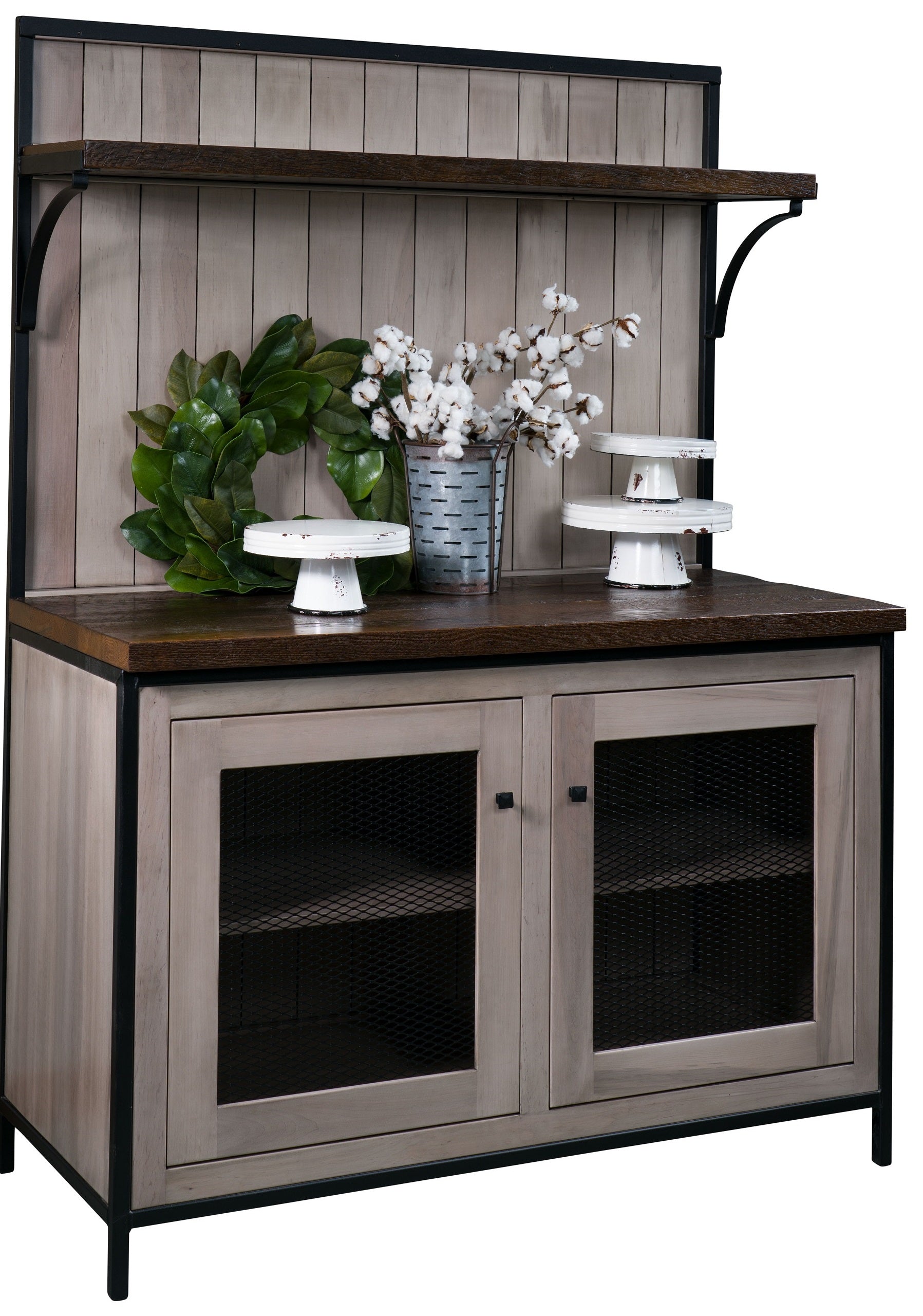Livingston - Amish 2 Door Hutch with Barn Wood Top