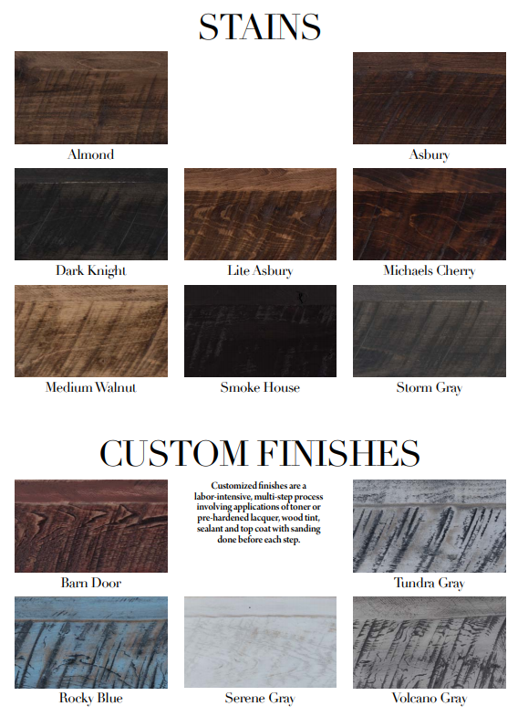 Amish Furniture Finish Color Guide