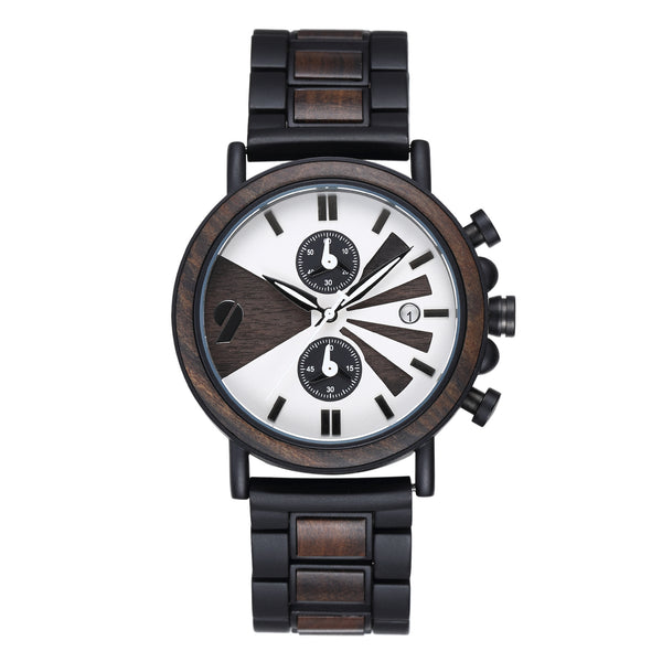 Onyx / Ebony Wood & Stainless Steel Watch / Chronograph