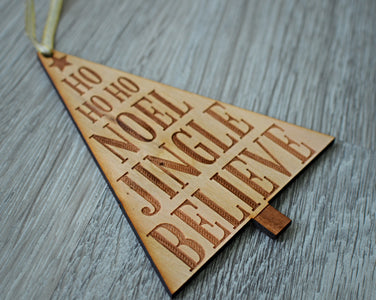 Ho Ho Ho Christmas Ornament Made From Wood