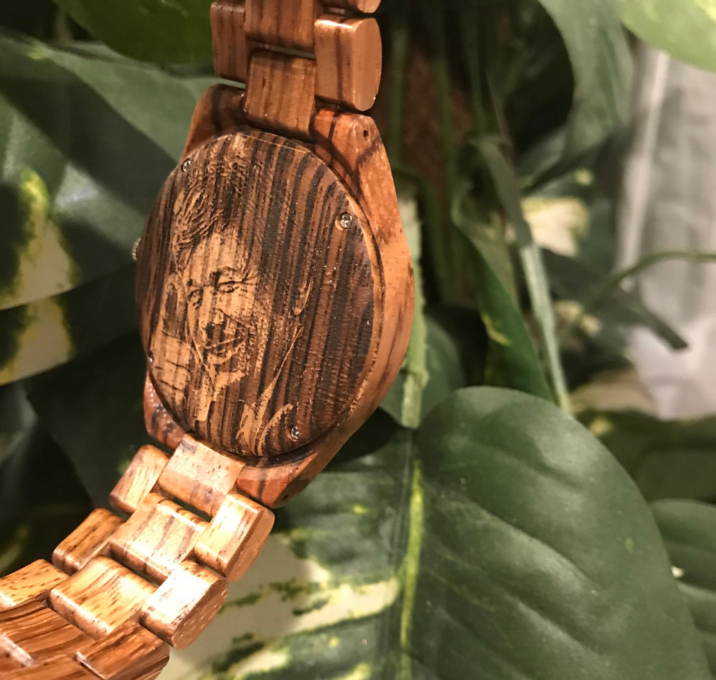 CAPO Zebra Burl Wood Watch with Custom Engraving from The Wood Reserve