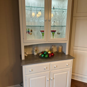 Capri Hutch - Primitive White Paint with Pewter Stained Tops