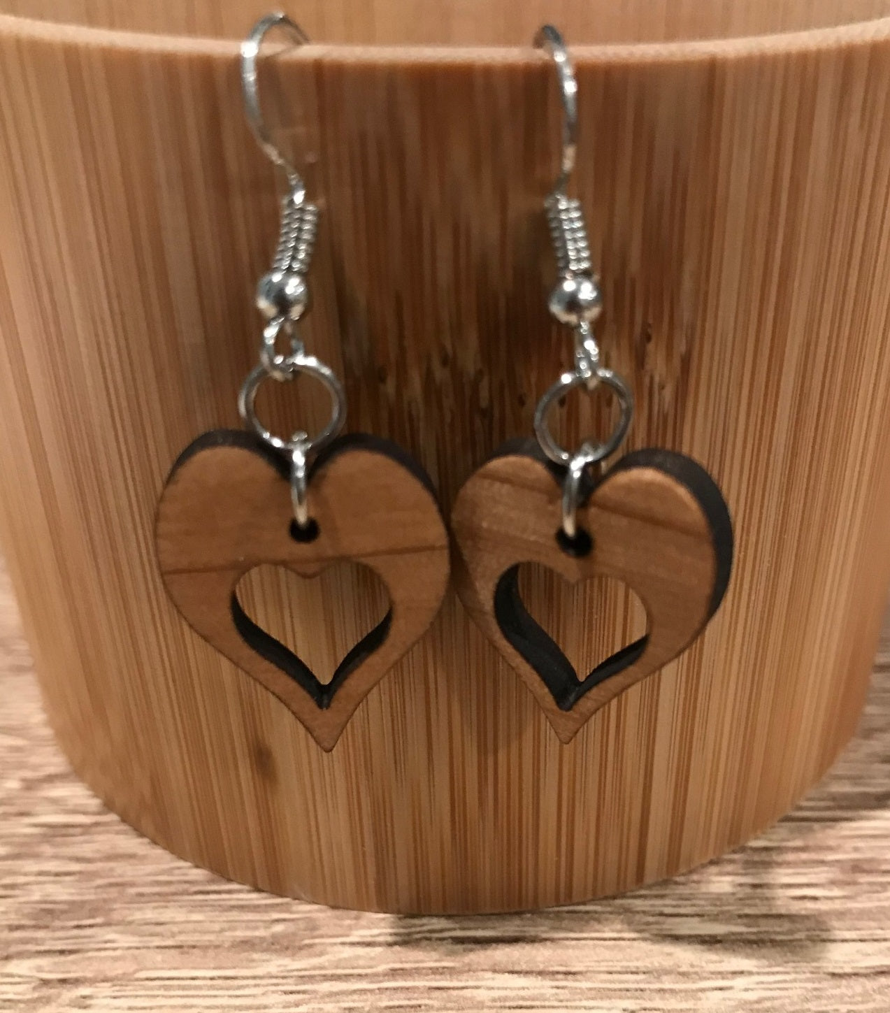 Wooden heart earrings Clearance