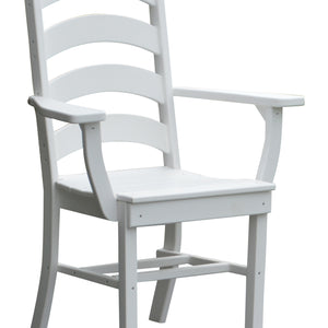 Poly Outdoor Ladderback Dining Arm Chair - White