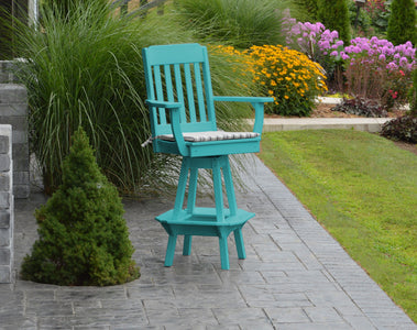 Poly Outdoor Traditional Swivel Bar Chair - Aruba Blue