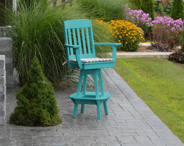 Poly Outdoor Traditional Swivel Bar Chair - Aruba Blue