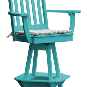 Poly Outdoor Traditional Swivel Bar Chair - Aruba Blue