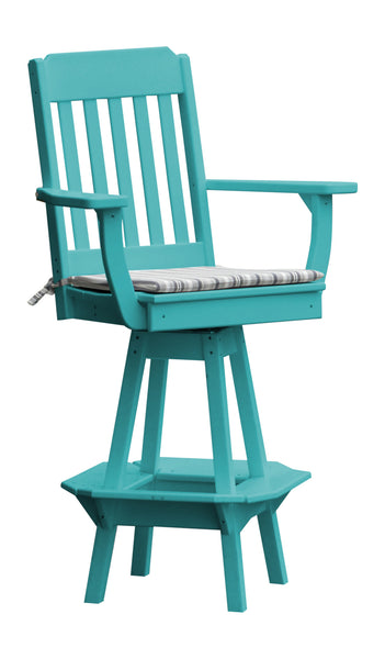 Poly Outdoor Traditional Swivel Bar Chair - Aruba Blue