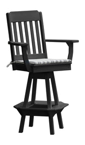 Poly Outdoor Traditional Swivel Bar Chair - Black