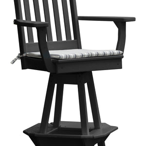 Poly Outdoor Traditional Swivel Bar Chair - Black