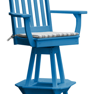 Poly Outdoor Traditional Swivel Bar Chair - Blue