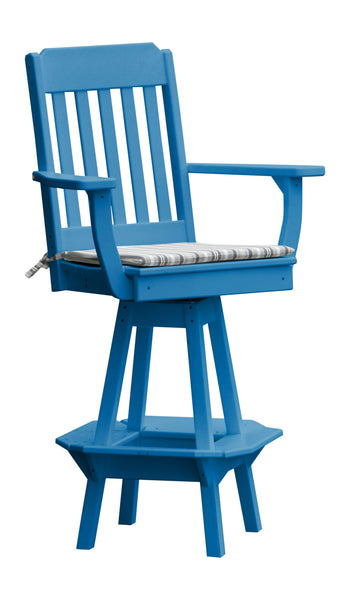 Poly Outdoor Traditional Swivel Bar Chair - Blue