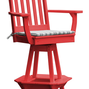 Poly Outdoor Traditional Swivel Bar Chair - Red