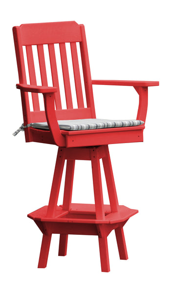 Poly Outdoor Traditional Swivel Bar Chair - Red