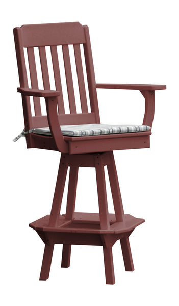 Poly Outdoor Traditional Swivel Bar Chair - Cherrywood