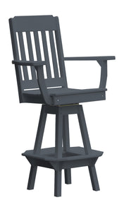 Poly Outdoor Traditional Swivel Bar Chair - Dark Gray