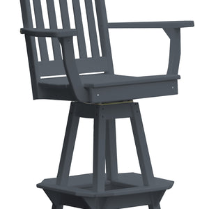 Poly Outdoor Traditional Swivel Bar Chair - Dark Gray