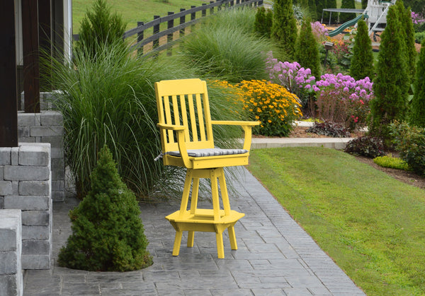 Poly Outdoor Traditional Swivel Bar Chair - Lemon Yellow