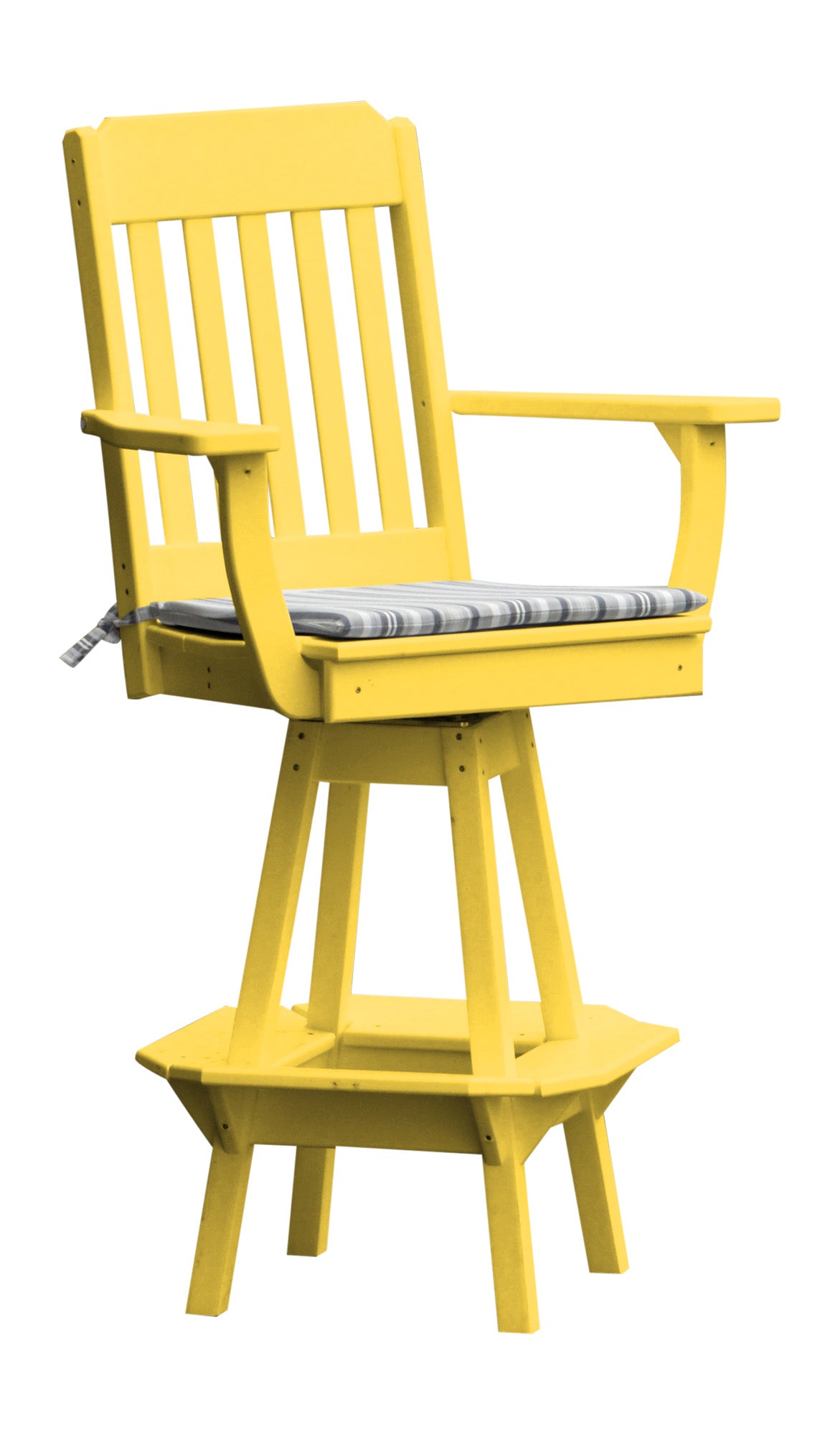 Poly Outdoor Traditional Swivel Bar Chair - Lemon Yellow