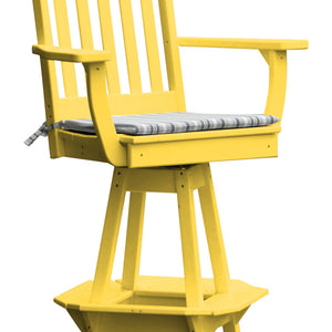 Poly Outdoor Traditional Swivel Bar Chair - Lemon Yellow