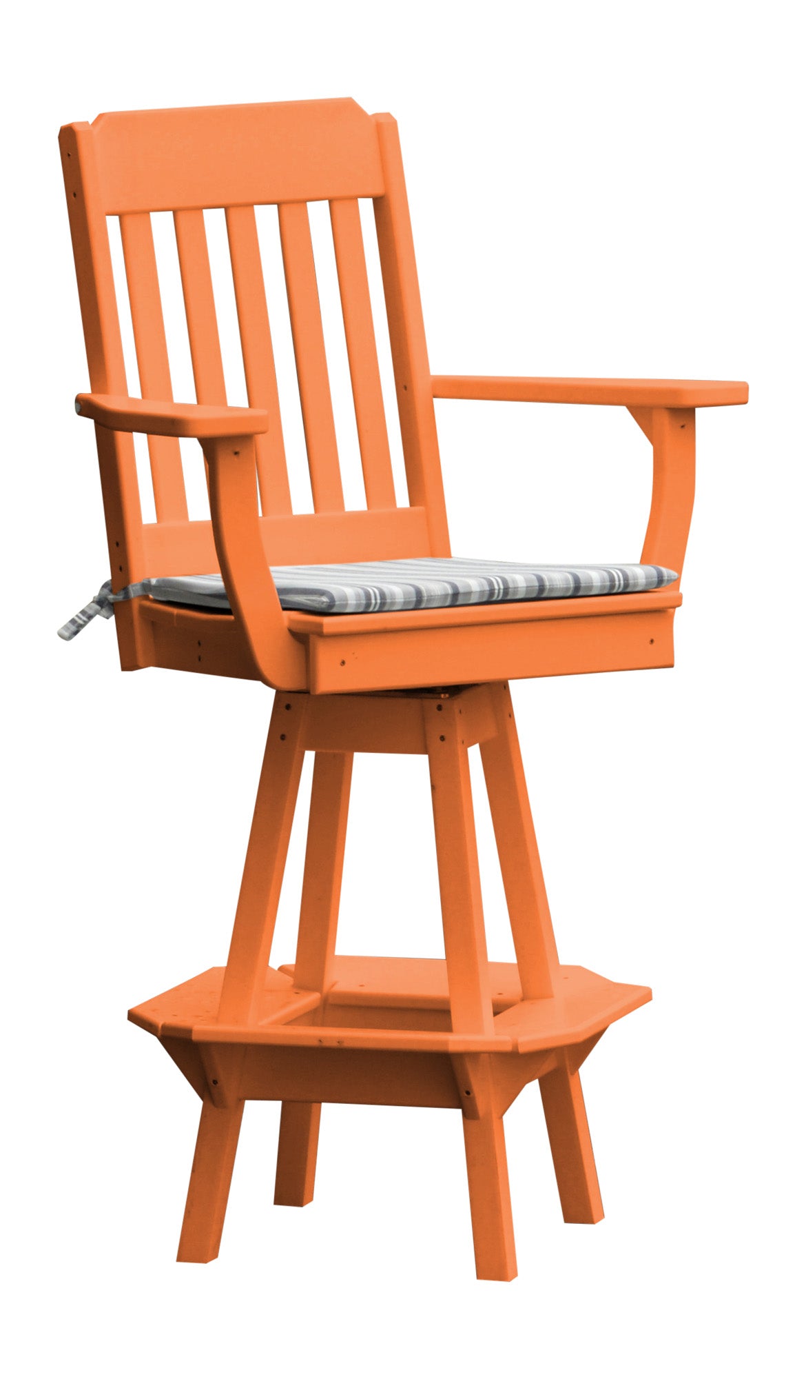 Poly Outdoor Traditional Swivel Bar Chair - Orange