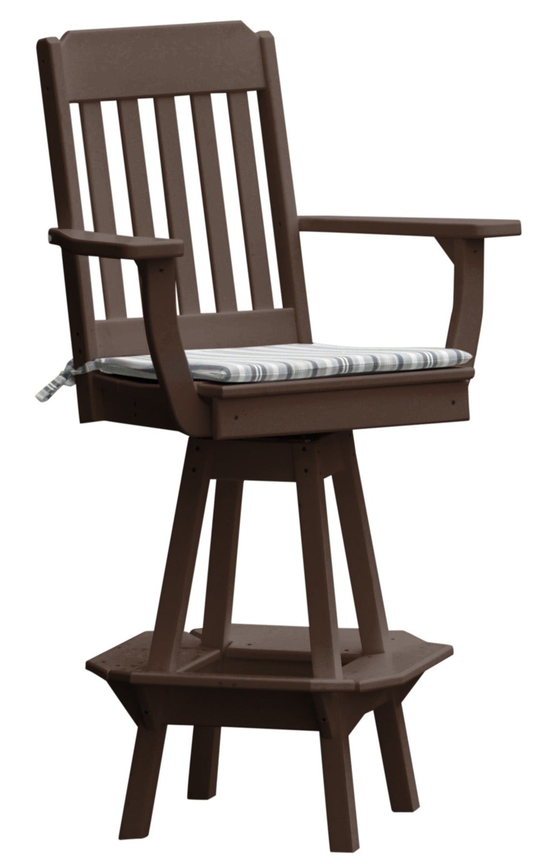 Poly Outdoor Traditional Swivel Bar Chair - Tudor Brown