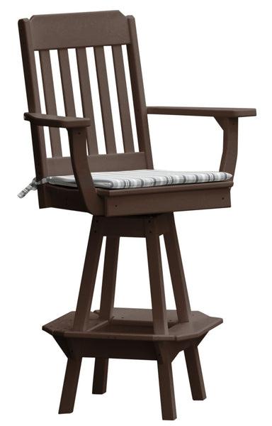 Poly Outdoor Traditional Swivel Bar Chair - Tudor Brown