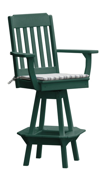 Poly Outdoor Traditional Swivel Bar Chair - Turf Green