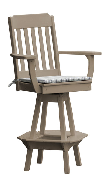 Poly Outdoor Traditional Swivel Bar Chair - Weatherwood