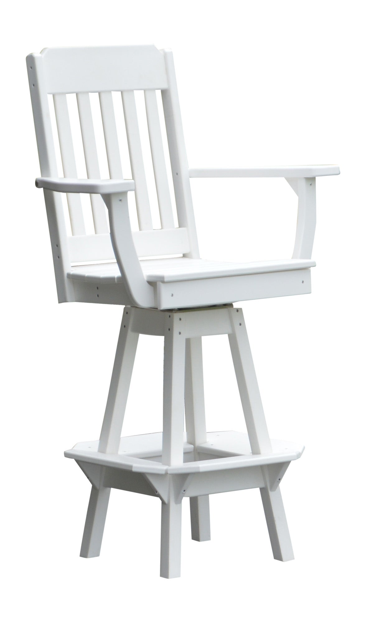 Poly Outdoor Traditional Swivel Bar Chair - White
