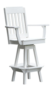 Poly Outdoor Traditional Swivel Bar Chair - White