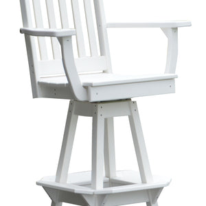 Poly Outdoor Traditional Swivel Bar Chair - White