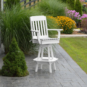 Poly Outdoor Traditional Swivel Bar Chair - White