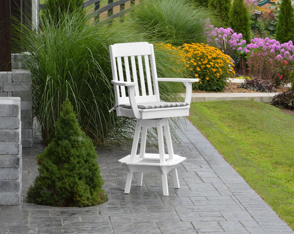 Poly Outdoor Traditional Swivel Bar Chair - White