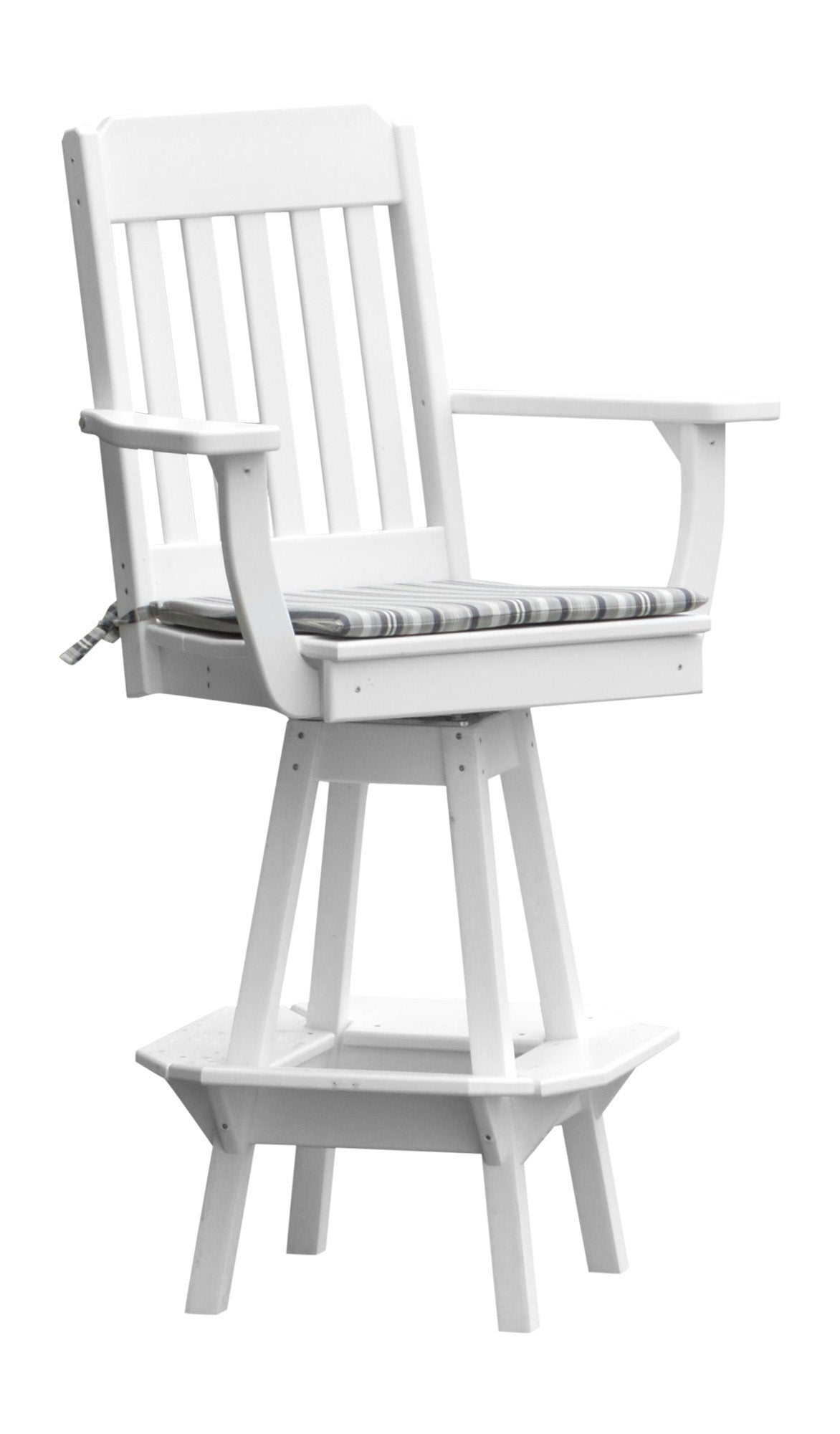 Poly Outdoor Traditional Swivel Bar Chair - White