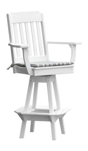 Poly Outdoor Traditional Swivel Bar Chair - White